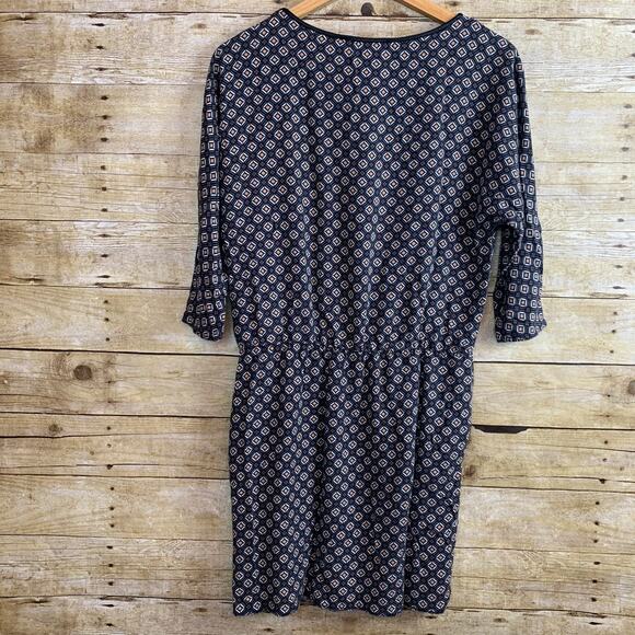 Zara Scoop Neck Diamond Print Women's Dress w/ pockets 3/4 Sleeve Medium - Picture 2 of 3